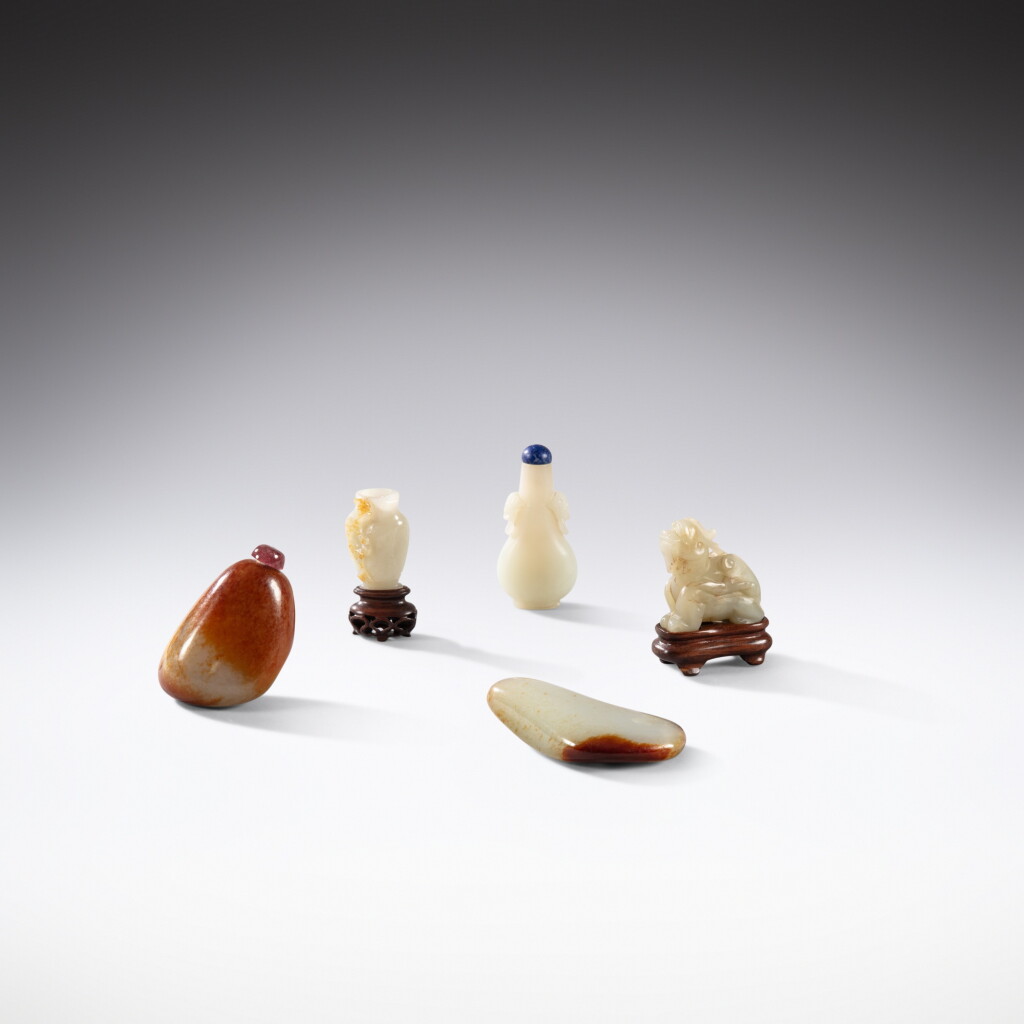 View full screen - View 1 of Lot 44. A group of five jade carvings, Qing dynasty | 清 玉雕一組五件.
