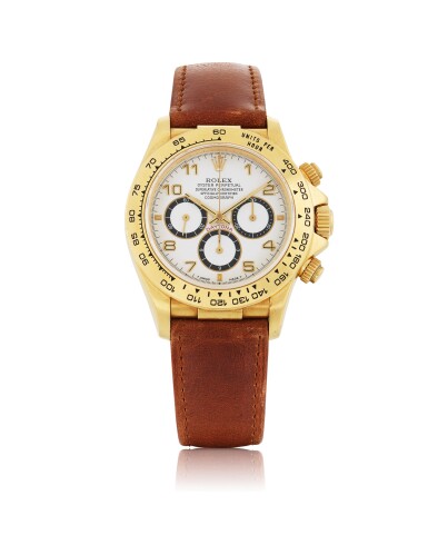 View full screen - View 1 of Lot 3. ROLEX | 'ZENITH' DAYTONA, REF 16518 YELLOW GOLD CHRONOGRAPH WRISTWATCH CIRCA 1991.