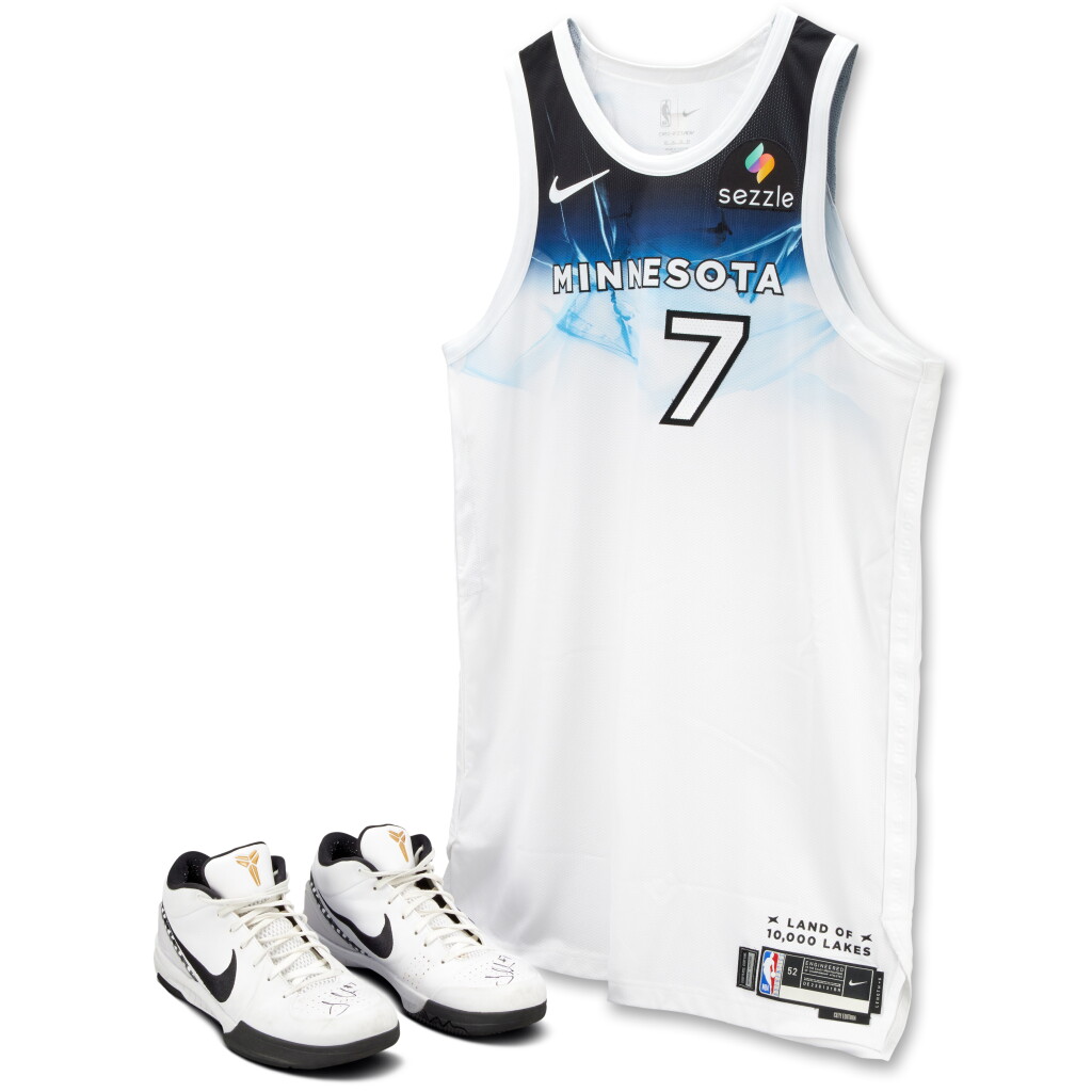 View full screen - View 1 of Lot 16. Joe Ingles Minnesota Timberwolves 2024-2025 Signed Sneakers and Signed City Edition Jersey .