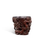 A bamboo 'prunus' libation cup, Qing dynasty, 17th century | 清十七世紀 竹雕梅花盃