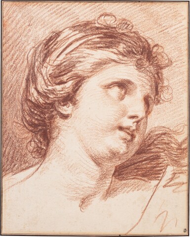 View full screen - View 1 of Lot 41. Head study of a young woman looking up to the right.