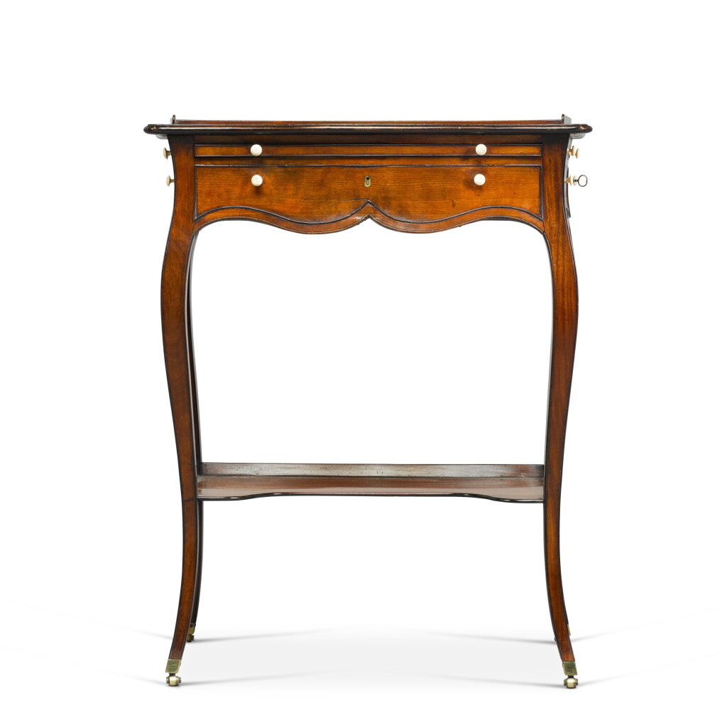 View full screen - View 1 of Lot 201. A George III sabicu and inlaid lady's writing table, in the manner of John Cobb.