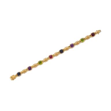 View full screen - View 1 of Lot 337. Gold and Gem-Set Bracelet.