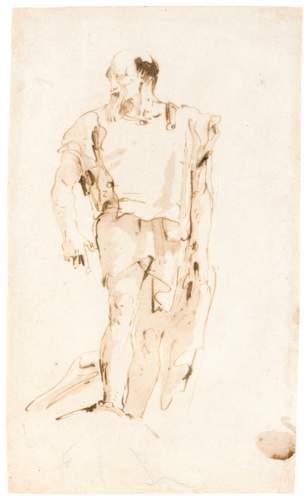 View full screen - View 1 of Lot 56. GIOVANNI BATTISTA TIEPOLO | A STANDING BEARDED MAN, LOOKING TO THE LEFT.