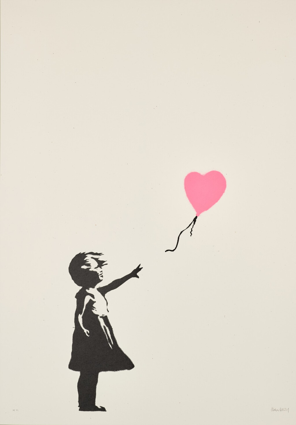 View full screen - View 1 of Lot 13. BANKSY | GIRL WITH BALLOON - COLOUR AP (DARK PINK).