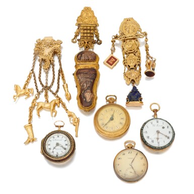 View full screen - View 1 of Lot 6. Collection of pocket watches and chatelaines (Collezione di orologi da tasca e chatelaines).