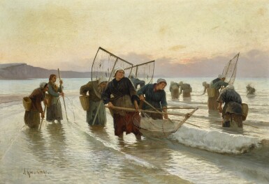 View full screen - View 1 of Lot 21. ALEXEI DANILOVICH KIVSHENKO | PRAWN FISHING IN NORMANDY.