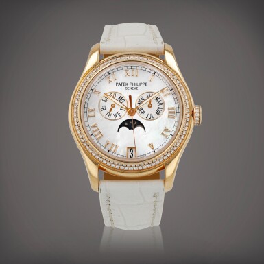 View full screen - View 1 of Lot 122. Reference 4936R Montre bracelet en or rose avec quantième annuel et phases de lune | Pink gold annual calendar wristwatch with moon phases Vers 2007 | Circa 2007.
