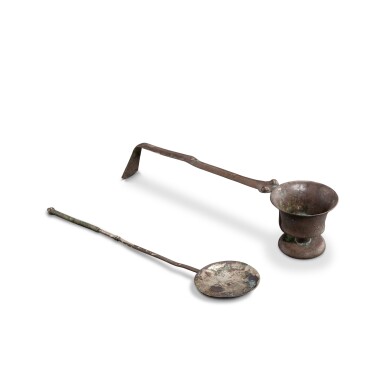 View full screen - View 1 of Lot 3575. A silver handled incense burner and cover, Late Tang - Northern Song dynasty | 晚唐至北宋 銀質行爐連長柄蓋.
