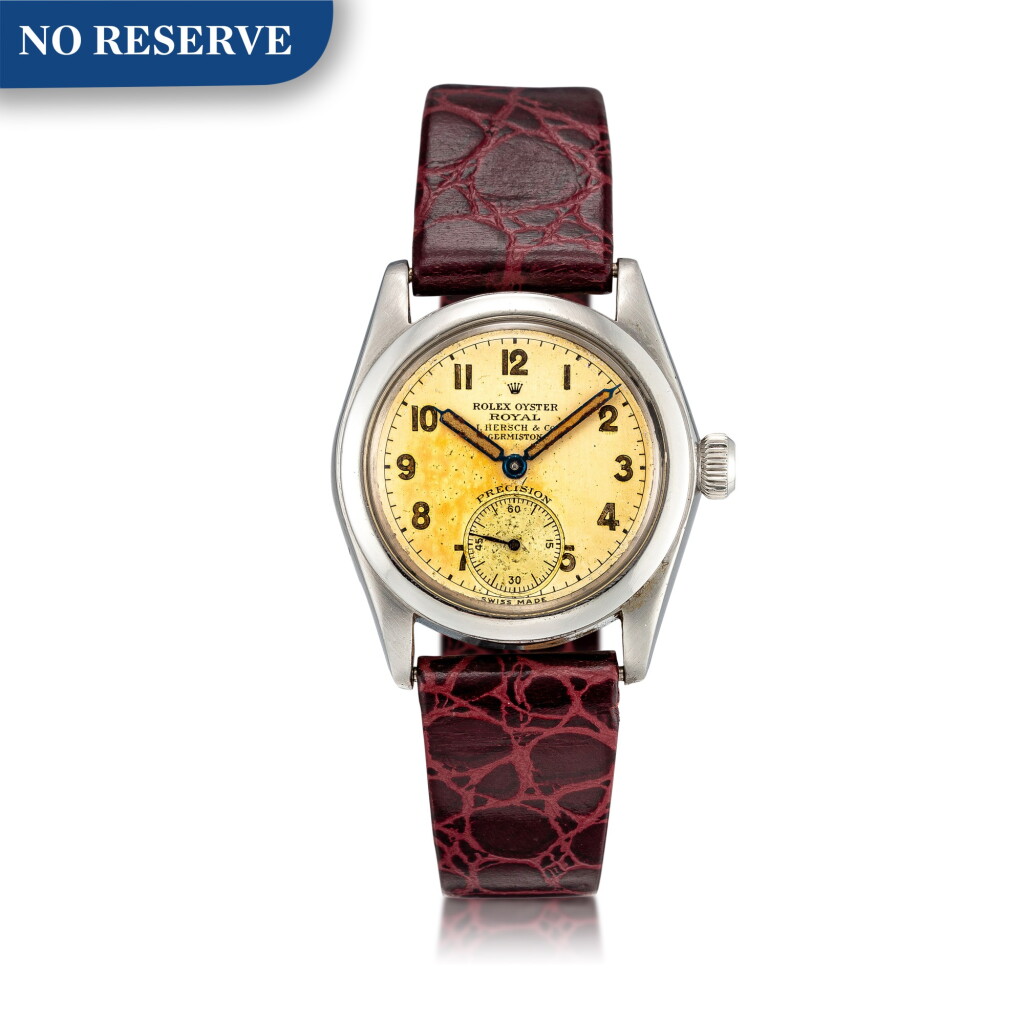 View full screen - View 1 of Lot 8042. Rolex | Oyster Royal, Reference 2280, A stainless steel wristwatch, Retailed by J. Hersch & Co. Germiston, Circa 1942 | 勞力士 | Oyster Royal 型號2280 精鋼腕錶,由J. Hersch & Co. Germiston發行,約1942年製.