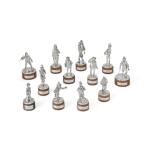A Set of Twelve English Silver Charles Dickens Figures, C.J. Vander Ltd., London, 1977/78/79