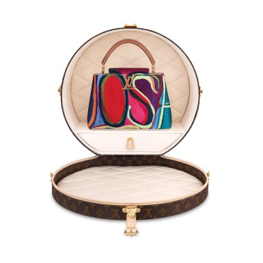 View full screen - View 1 of Lot 8. Josh Smith Unique Edition Linen and Cotton Canvas Artycapucines MM Pearwood and Light-Gold Hardware and Its Custom Boîte Chapeau, 2022.