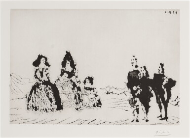 View full screen - View 1 of Lot 1409. Ménines et gentilshommes dans la sierra, from the 347 Series (Bloch 1614; Baer 1630).