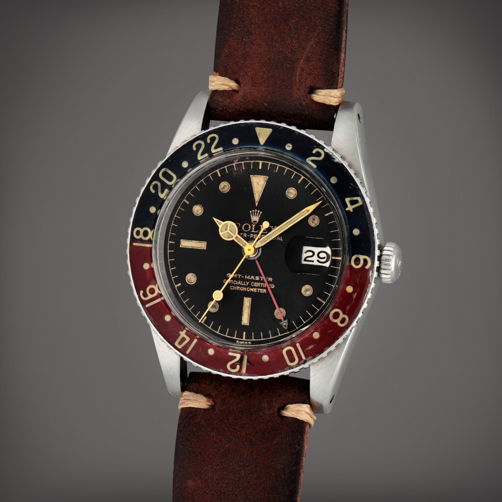 View full screen - View 1 of Lot 278. GMT-Master, Reference 6542 | A stainless steel dual time zone wristwatch with date | Circa 1958..