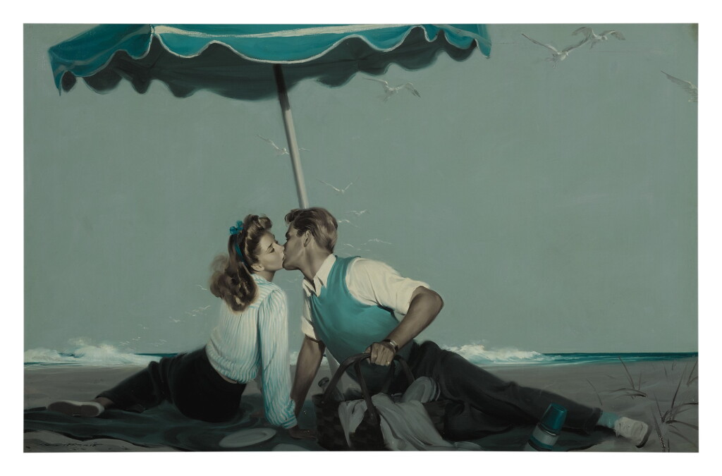 View full screen - View 1 of Lot 65. ROBERT G. HARRIS | LOVERS ON THE BEACH.