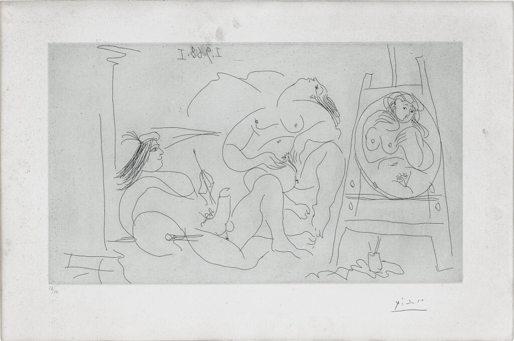View full screen - View 1 of Lot 1232. Pablo Picasso 巴布羅・畢加索 | Raphael et la Fornaria VI: Enfin Seuls!, from the 347 Series (Bloch 1781; Baer 1798) 拉斐爾與弗納麗娜 VI:終於獨處了!,347系列(Bloch 1781; Baer 1798).