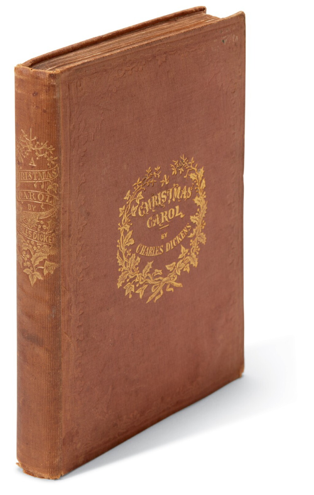 View full screen - View 1 of Lot 97. Dickens, A Christmas Carol, 1844, first edition, red and green title-page, yellow endpapers, Stave I.