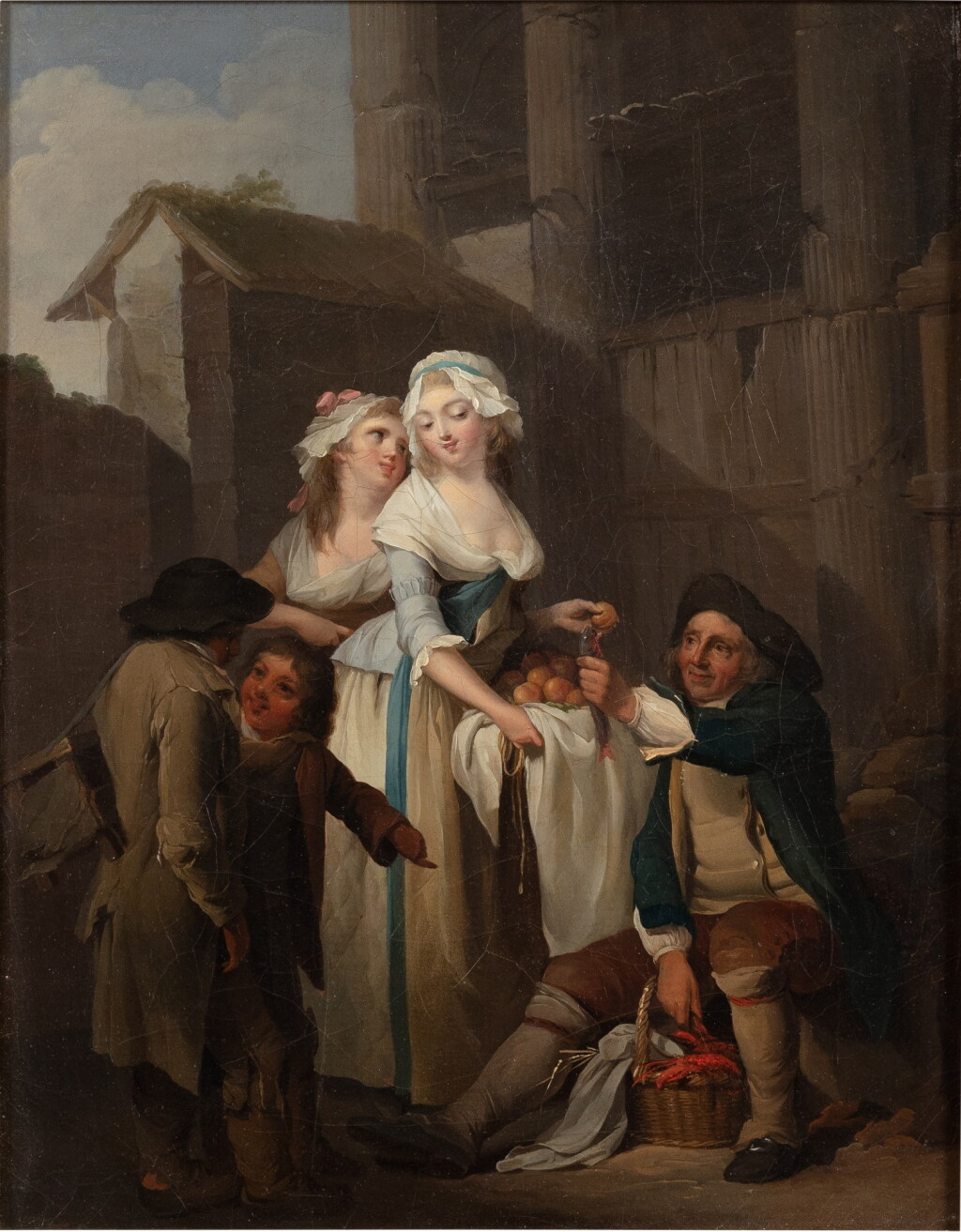View full screen - View 1 of Lot 73. Merchant Women with a Fishmonger | Marchand et marchandes.