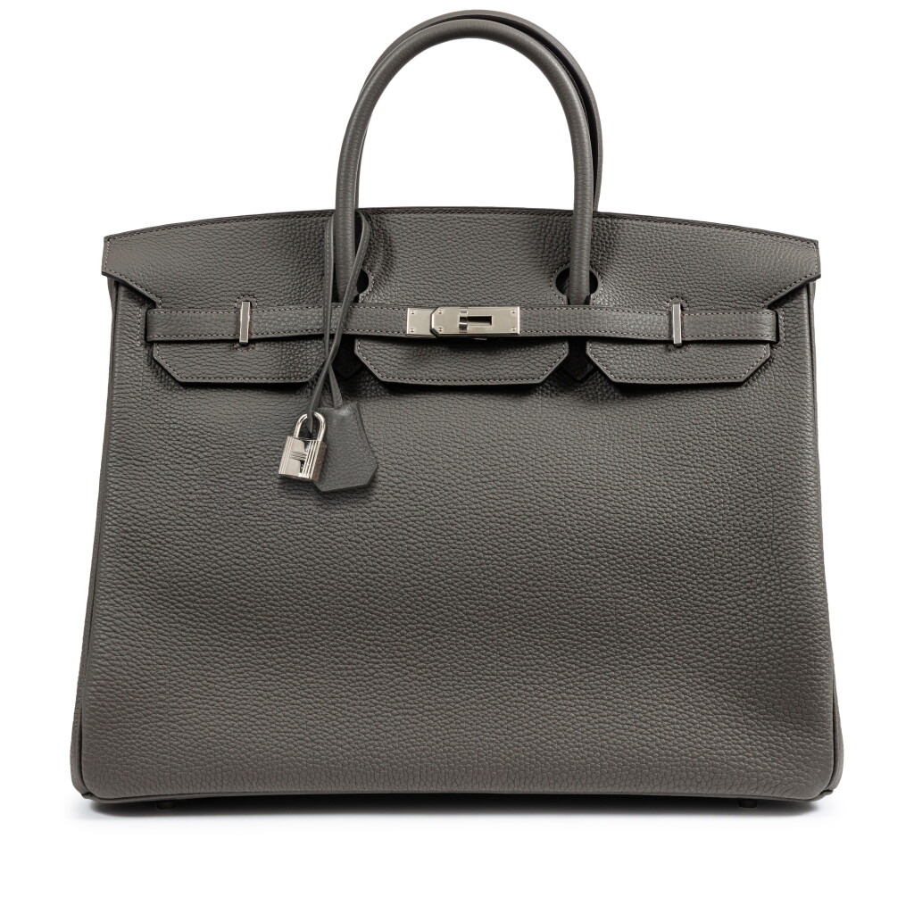 View full screen - View 1 of Lot 661. Gris Misty Togo Birkin 40 Palladium Hardware, 2024.