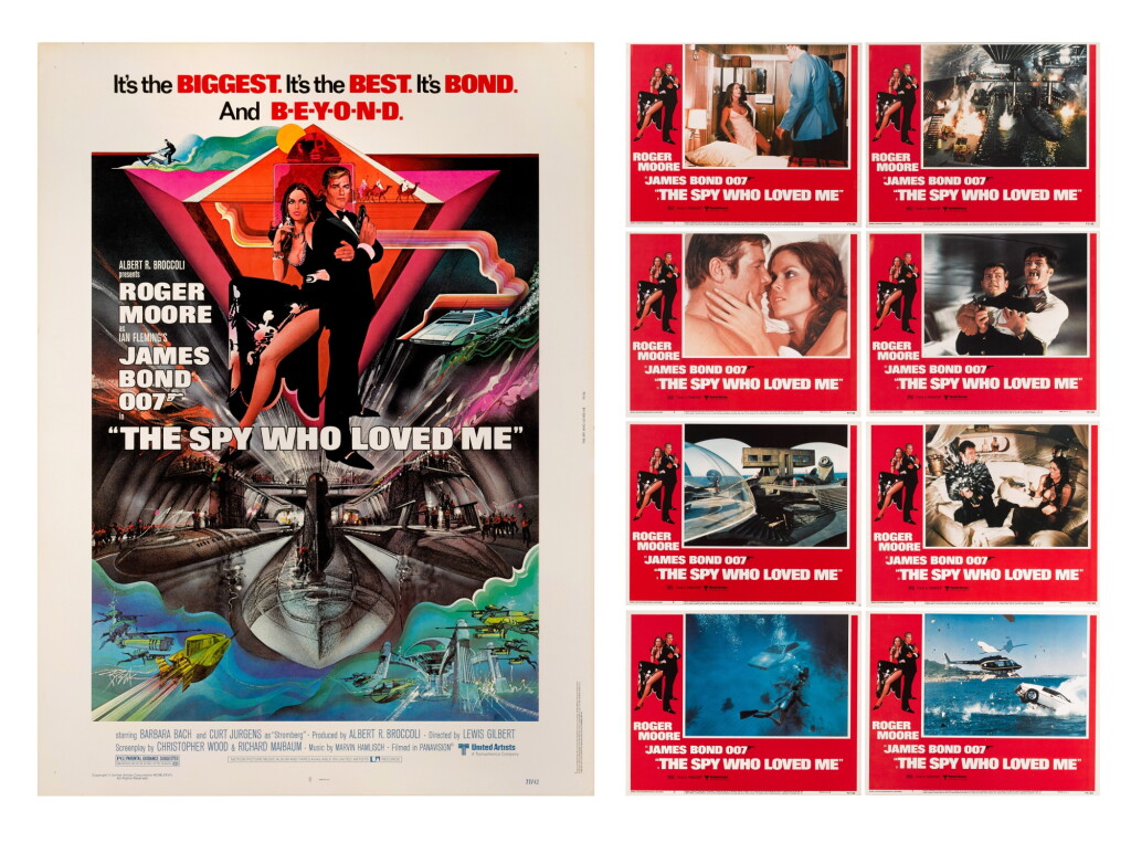 View full screen - View 1 of Lot 35. The Spy Who Loved Me (1977), poster and set of 8 lobby cards, US.