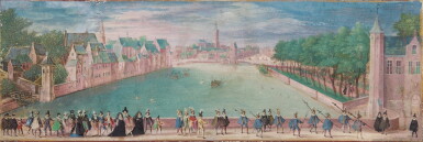 View full screen - View 1 of Lot 2. View of The Hague with Elegant Figures Promenading.