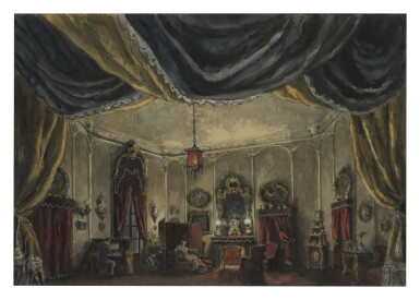 View full screen - View 1 of Lot 55. ALEXANDRE BENOIS | SET DESIGN FOR DAME AUX CAMELIAS: ACT I.
