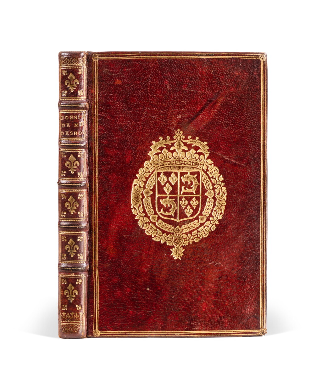 View full screen - View 1 of Lot 20. Poësies. Paris, 1688. Maroquin rouge aux armes de Louis de France, le Grand Dauphin. Édition originale..