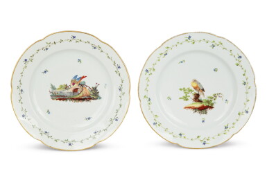 View full screen - View 1 of Lot 363. TWO DUTCH PORCELAIN ORNITHOLOGICAL PLATES, CIRCA 1782-84.