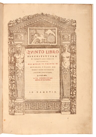 View full screen - View 1 of Lot 612. Serlio, Quinto libro d'architettura, Venice, 1551, modern boards.