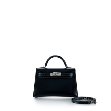 View full screen - View 1 of Lot 8340. Noir Box Mini Kelly II 20 Palladium Hardware, 2018 .