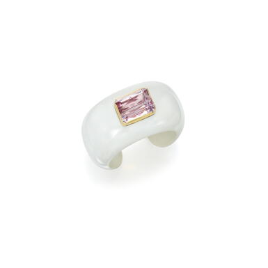 View full screen - View 1 of Lot 24. Verdura | Cocholong and Morganite Cuff-Bracelet.