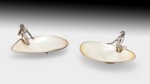 An Italian pair of mother-of-pearl and silver stands, Ilario Pradella for Buccellati, Milan, circa 1970 | Paire de présentoirs en nacre et argent par Ilario Pradella pour Buccellati, Milan, vers 1970