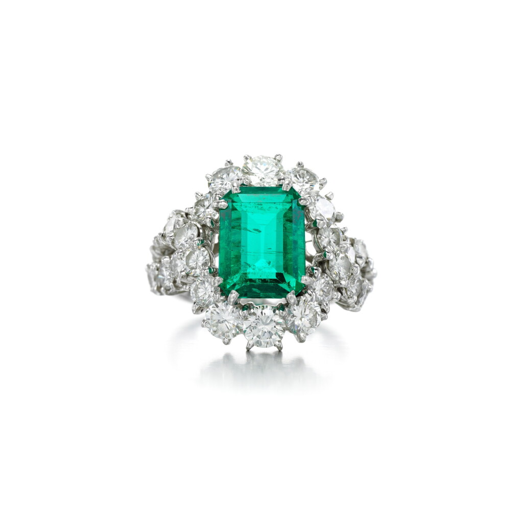 View full screen - View 1 of Lot 57. Regner | Emerald and diamond ring .