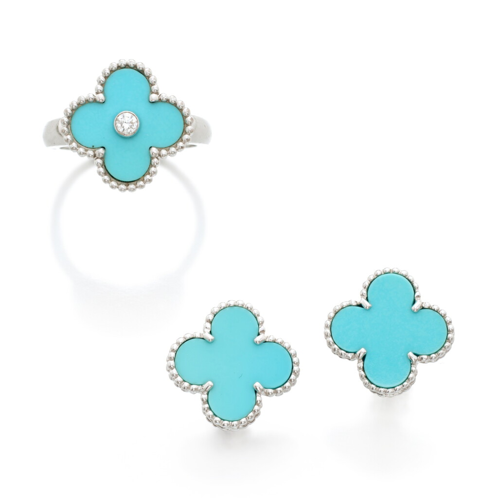 View full screen - View 1 of Lot 910. Turquoise and Diamond ‘Vintage Alhambra’ Demi-Parure.