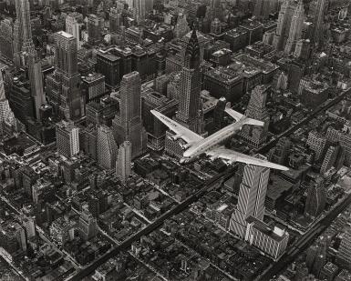 View full screen - View 1 of Lot 491. 'DC-4 Flying Over New York City'.