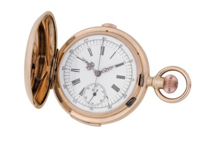 View full screen - View 1 of Lot 84. LECOULTRE | PINK GOLD HUNTING-CASED MINUTE-REPEATING CHRONOGRAPH WATCH CIRCA 1910.