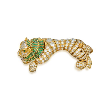 View full screen - View 1 of Lot 380. Gold, Diamond, Emerald and Ruby Brooch.