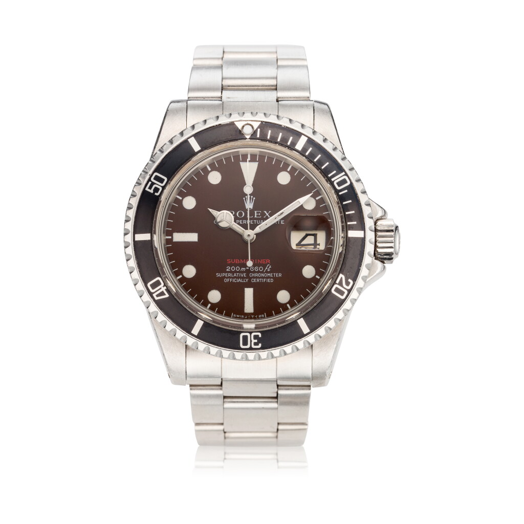 View full screen - View 1 of Lot 341. Reference 1680 Submariner A stainless steel automatic wristwatch with date, bracelet and tropical dial, Circa 1969 .