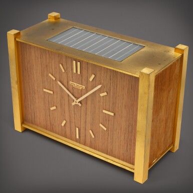 View full screen - View 1 of Lot 283. Reference 1007 | A brass and mahogany desk clock | Circa 1969.