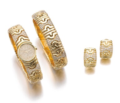 View full screen - View 1 of Lot 508. GOLD AND DIAMOND PARURE, 'PARENTESI', BULGARI.