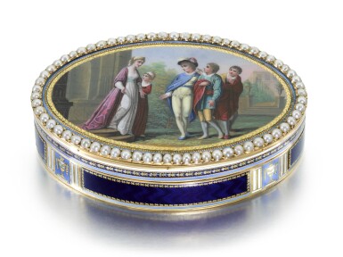 View full screen - View 1 of Lot 14. A gold, enamel and pearl snuff box, Sené & Détalla, Geneva, circa 1795.