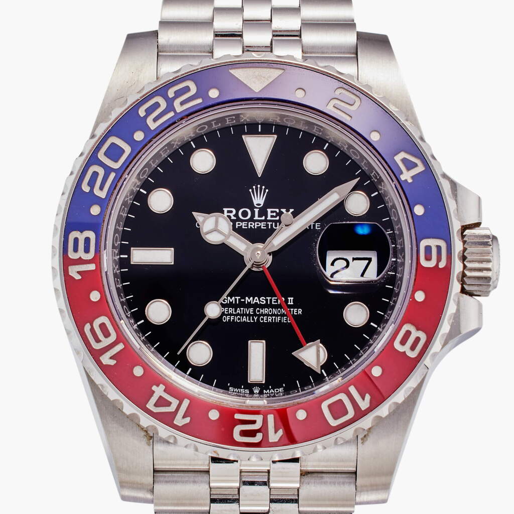 View full screen - View 1 of Lot 3. Reference 126710BLRO GMT-Master II 'Pepsi' | A stainless steel automatic dual time wristwatch with date and bracelet, Circa 2019.
