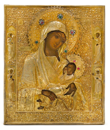 View full screen - View 1 of Lot 257. A silver-gilt icon of the Holy Milk-Giver, Moscow, 1866.