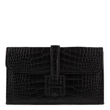 View full screen - View 1 of Lot 20. Hermès Black Matte Alligator Jige Duo.