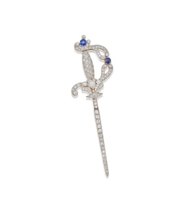View full screen - View 1 of Lot 169. Diamond and Sapphire Brooch.