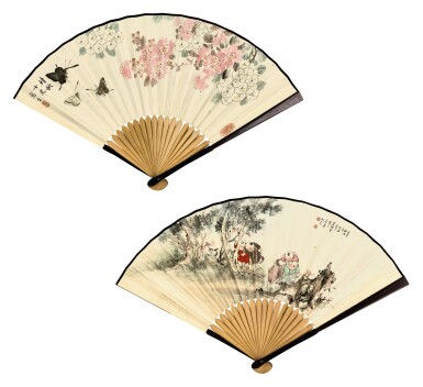 View full screen - View 1 of Lot 3019. PU JINGQIU 溥靖秋 | BUTTERFLIES BY FLOWERS 花叢蝶舞.