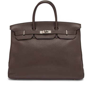 View full screen - View 1 of Lot 63. Chocolat Clémence Birkin 40 Palladium Hardware, 2013.