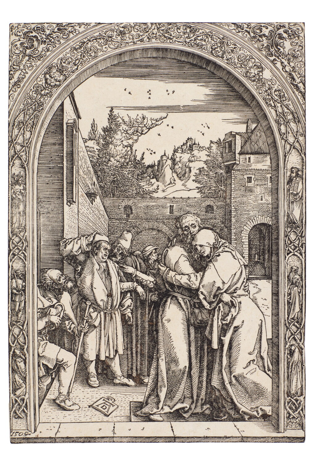 View full screen - View 1 of Lot 16. Joachim and Saint Anne Meeting at the Golden Gate (B. 79; M., Holl. 191).