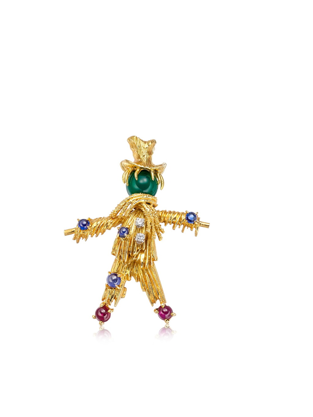 View full screen - View 1 of Lot 1665. 'Scarecrow' Gold, Gem Set and Diamond Brooch, 1960s | 梵克雅寶 | 'Scarecrow' K金 配 寶石 及 鑽石 胸針, 1960年代.