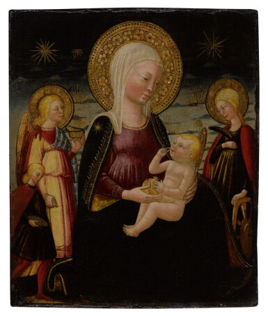 View full screen - View 1 of Lot 50. Madonna and Child between Tobias and Archangel Raphael and Saint Catherine.